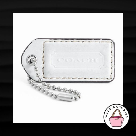 2" Medium COACH WHITE LEATHER KEY FOB BAG CHARM KEYCHAIN HANGTAG TAG - Picture 1 of 1